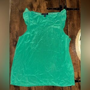 Burberry Emerald Green Ruffle Sleeve Tank Top
